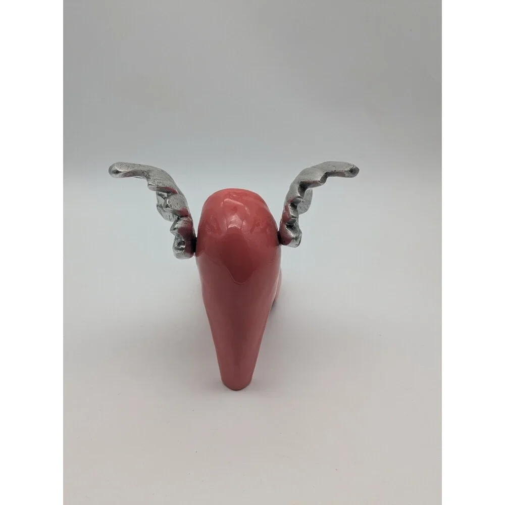Lunares San Francisco Pink Winged High Heel Cast Metal Sculpture Enamel Finish